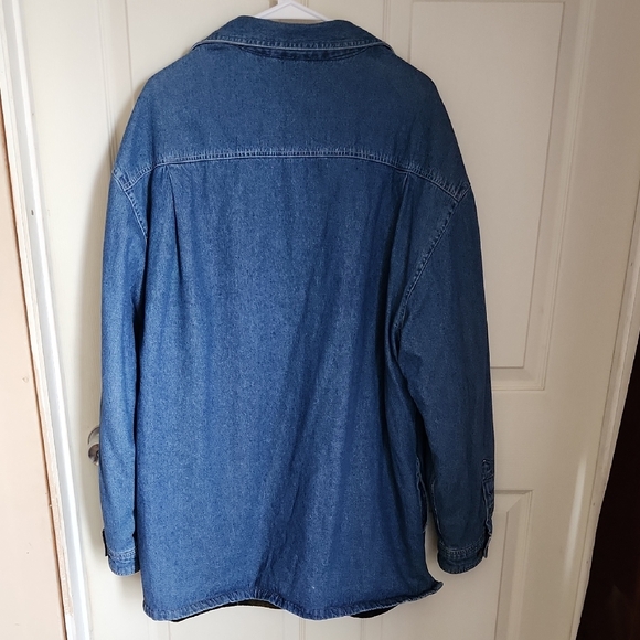 Men's Blue Denim Shirt Jacket with Flannel Lining - Picture 3 of 7